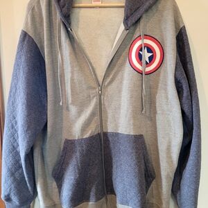 Marvel Gray and Blue Captain America Hoodie